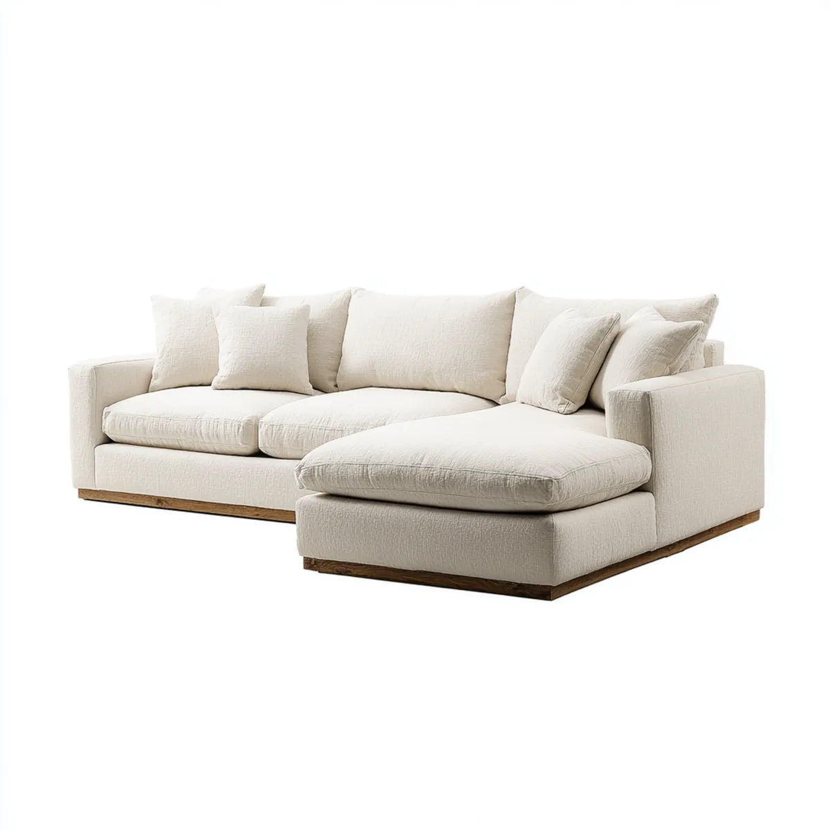 Divano angolare 3 posti con chaise longue destra avorio in poliestere 280 x 170 x 82 cm