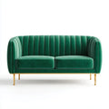 Divano 2 posti verde smeraldo in velluto di poliestere con gambe dorate 160 x 80 x 78 cm rettangolare