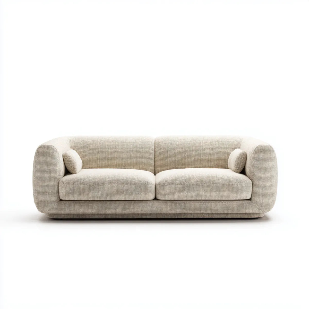 Divano 2 posti beige in poliestere con braccioli arrotondati 220 x 95 x 75 cm