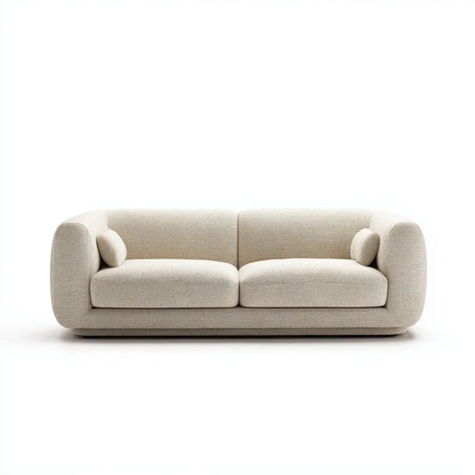 Divano 2 posti beige in poliestere con braccioli arrotondati 220 x 95 x 75 cm
