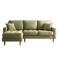 Divano angolare 3 posti con chaise longue verde oliva 230 x 150 x 85 cm rivestimento in poliestere forma a L