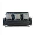 Divano 2 posti nero in pelle sintetica PU rettangolare 175 x 83 x 85 cm con 3 cuscini grigi