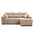 Divano angolare con chaise longue destra beige in microfibra 250 x 160 x 90 cm