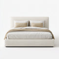 Letto matrimoniale imbottito beige 160 x 200 cm rivestimento in poliestere rettangolare