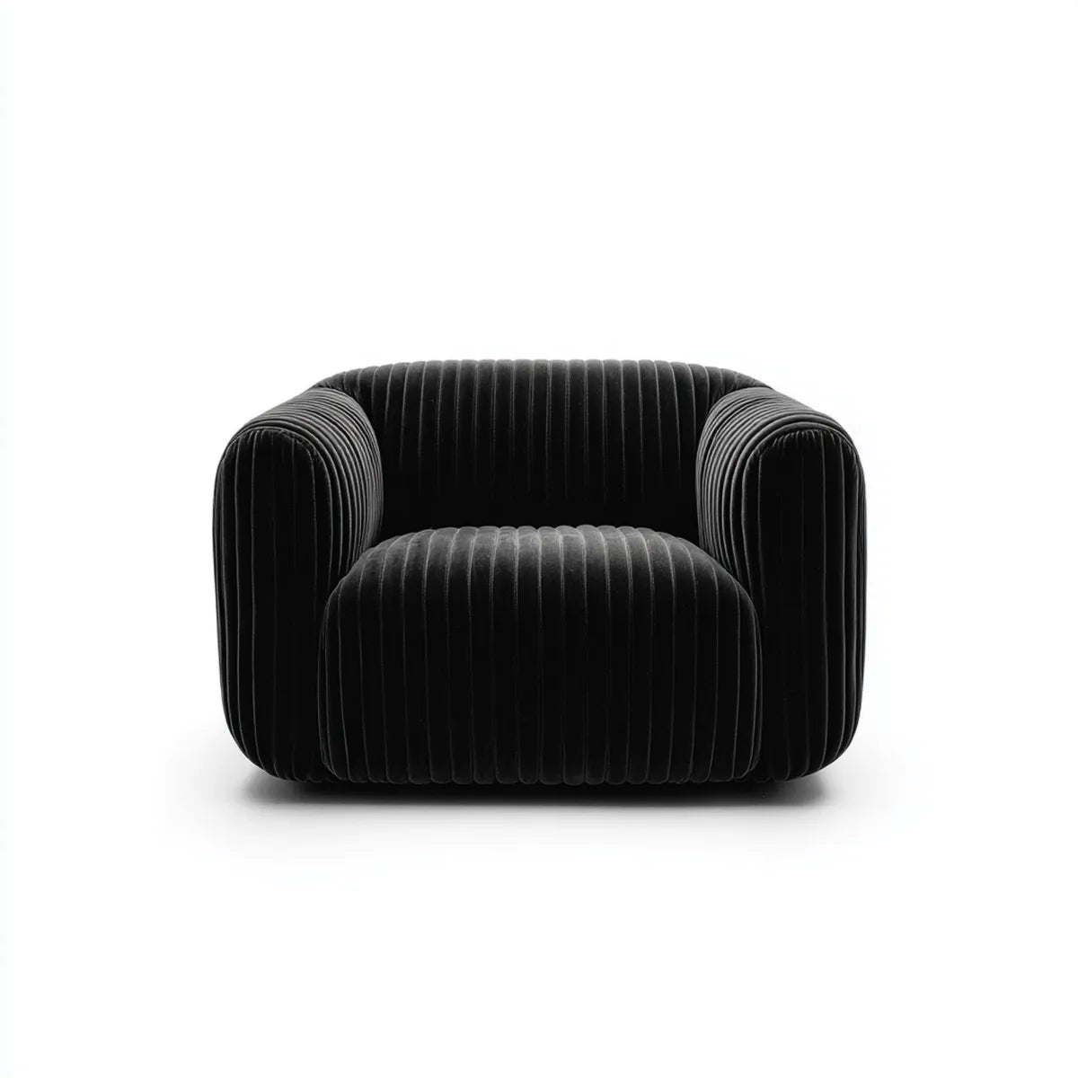 Poltrona da soggiorno nera 90 x 85 x 75 cm in velluto di poliestere a coste forma arrotondata