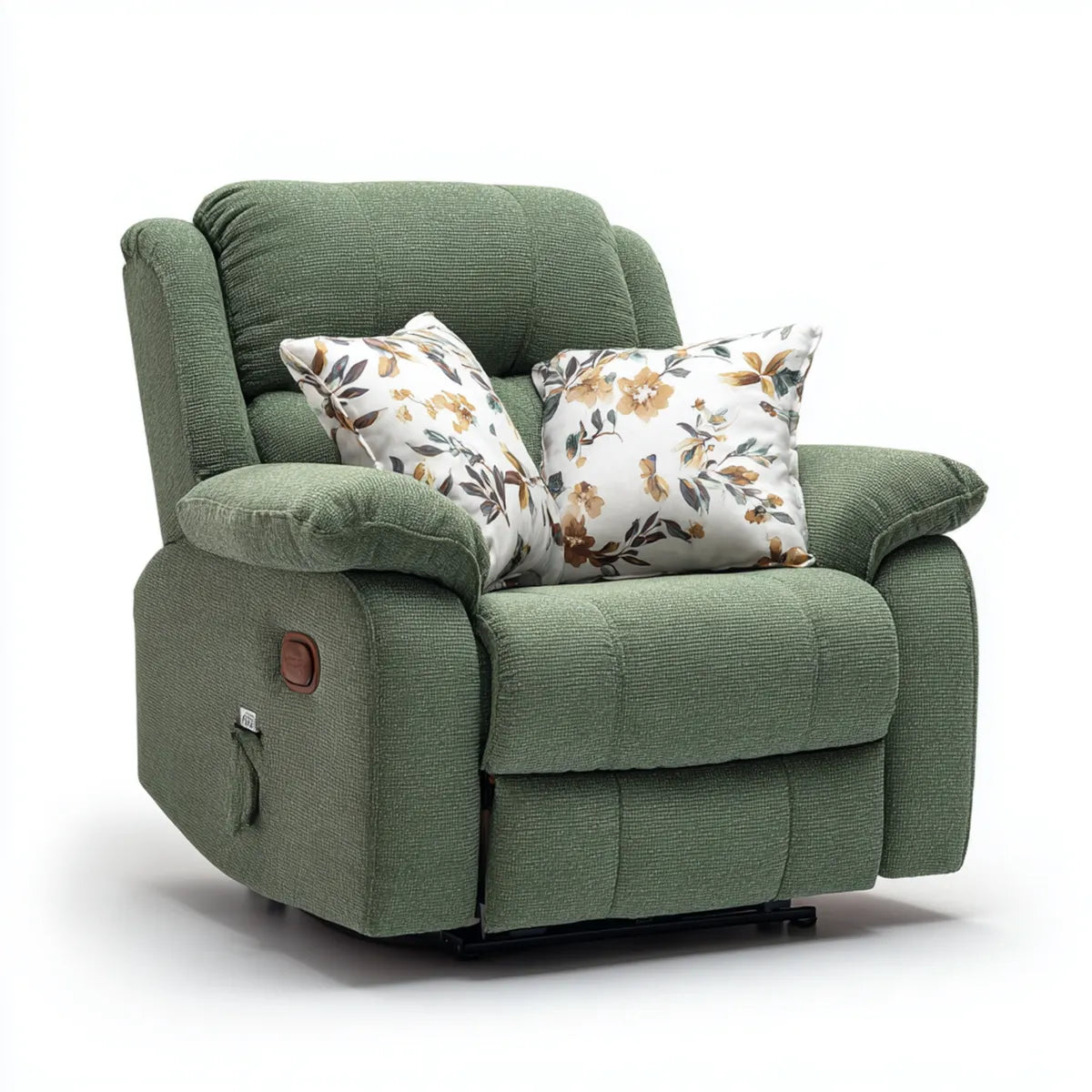 Poltrona reclinabile manuale verde salvia con 2 cuscini in poliestere sagomata 90 x 95 x 103 cm