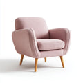 Poltrona da soggiorno rosa cipria in poliestere con gambe in legno massello forma arrotondata 80 x 78 x 85 cm