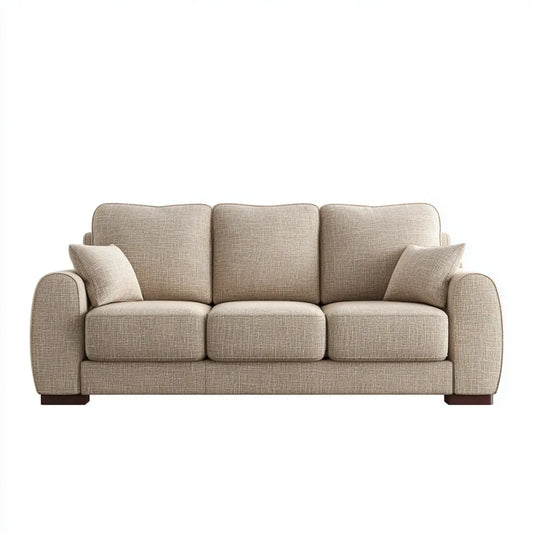 Divano 3 posti beige 210 x 90 x 88 cm in poliestere forma rettangolare
