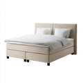 Letto matrimoniale boxspring beige 180 x 200 cm in poliestere con testiera rettangolare scanalata