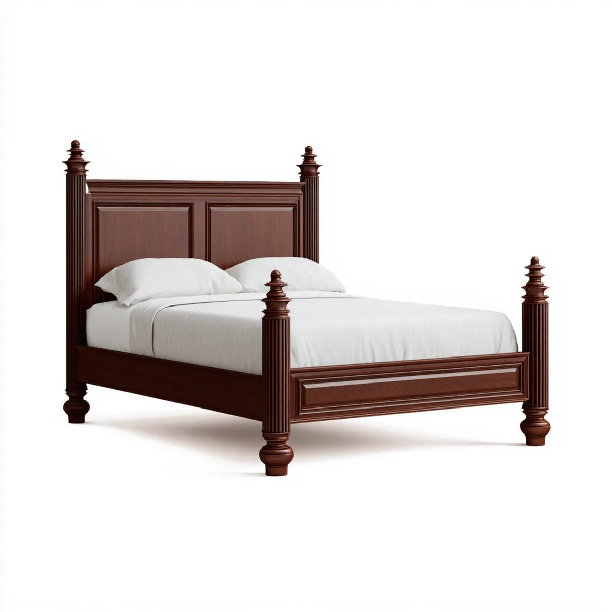 Letto matrimoniale in legno massello marrone scuro 160 x 200 cm con struttura rettangolare