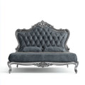 Letto matrimoniale imbottito grigio antracite 180 x 200 cm in velluto di poliestere con testiera sagomata