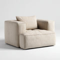 Poltrona da soggiorno beige in velluto a coste di poliestere forma quadrata 105 x 95 x 78 cm