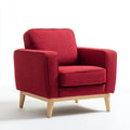 Poltrona da soggiorno rossa 80 x 82 x 86 cm in poliestere con gambe in legno massello di gomma