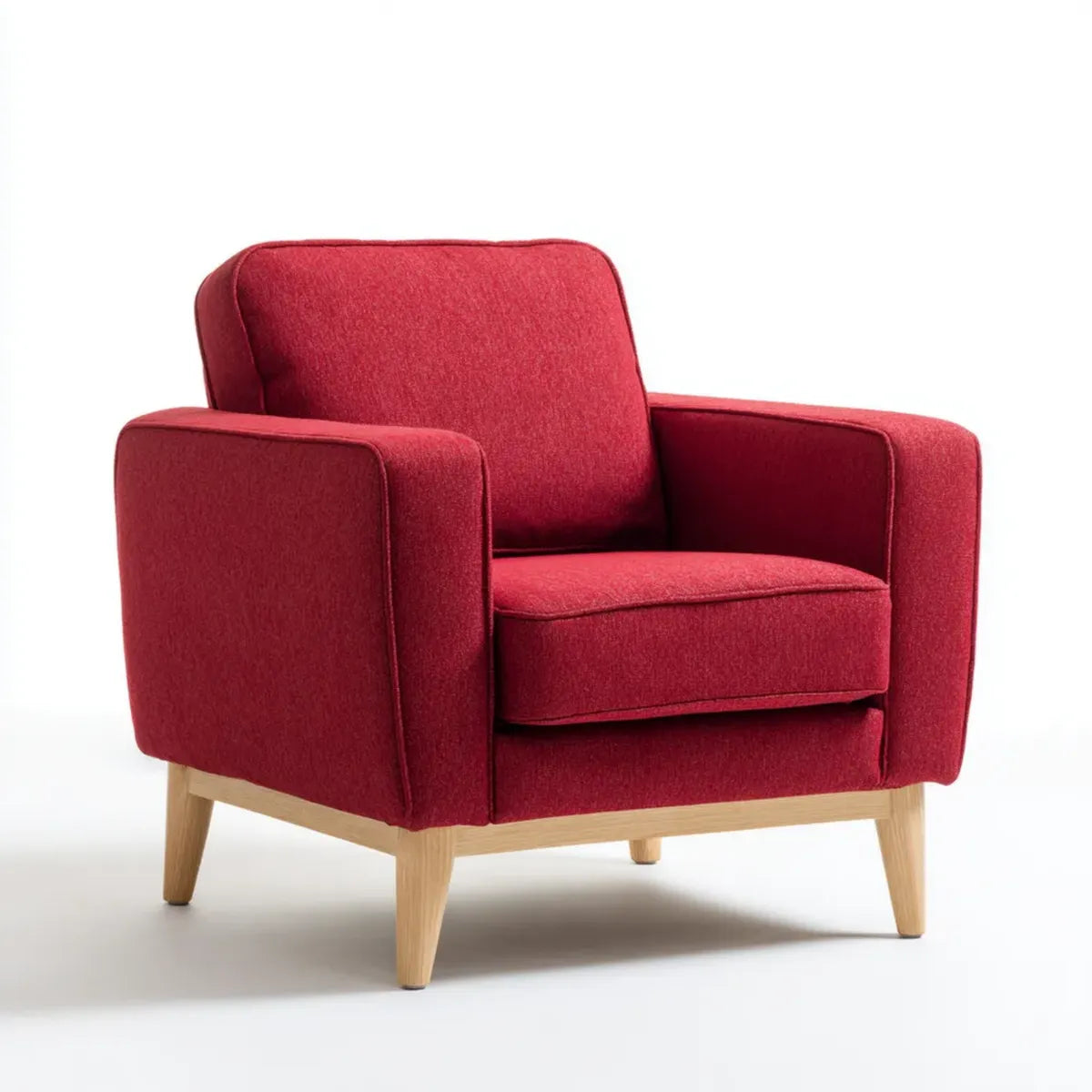 Poltrona da soggiorno rossa 80 x 82 x 86 cm in poliestere con gambe in legno massello di gomma