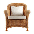 Poltrona in rattan naturale con cuscini color crema 78 x 82 x 98 cm forma arrotondata